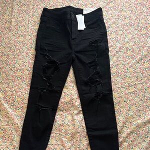 American Eagle Black High Rise Distressed/Ripped Women Jegging Jeans